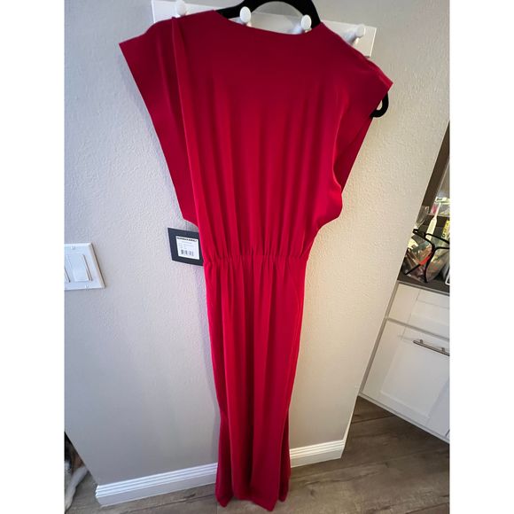 NEW Size S Norma Kamali x REVOLVE V Neck Rectangle Gown Red REVOLVE MSRP $175 - Picture 7 of 7